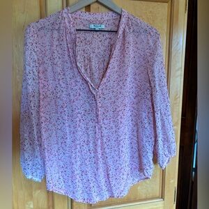 Madewell women’s 3/4 sleeve silk printed top in size medium